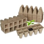 Relaxdays godets semis, lot de 24 culture pour 240 plants, papier, hlp : 5, 5x22x8, 5cm, nature