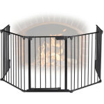 Relaxdays - grillage protection chemin�e, 5 �l�ments, pour enfants, en acier, avec porte, 75 cm, noir ...