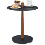 Relaxdays - guridon, acier, bois, h x d : 56 x 45 cm, table d'appoint de salon, mtal style industriel, ...