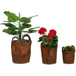 Jardini�re en lot de 3, rustique et d�corative, feuilles de cocotier, cache - pot, pour vos plantes, ...