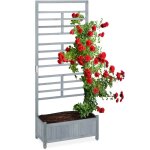 Relaxdays jardinire en bois, avec treillis, brise - vue, h x l x p : 171 x 71, 5 x 32 cm, balcon et ...