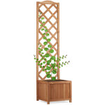 Relaxdays - jardinire avec treillis bac  fleurs treillage bois jardin pot plantes rsistant 25 litres ...