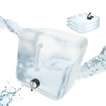 Relaxdays jerricans carrs pliants en lot de 4, contenant  eau, avec robinet, sans bpa, 20 litres, transparen ...
