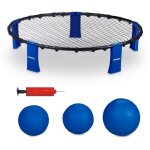 Kit de roundnet complet, avec 3 balles, pompe, filet & sac de rangement, jeu d'extrieur, noir / bleu ...