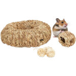 Relaxdays lot d?accessoires pour hamster, 5 pi�ces, nid d?herbe, tube, tunnel & balles, objet de cage, ...