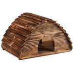 Maison  hrisson, design bois flamb, avec fond, protge des chats, abri, hxlxp : 25 x 40 x 30 cm, marron ...