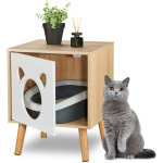 Maison de toilette avec porte, hxlxp: 50x40x40 cm, cache - liti�re pour chat, meuble d'int�rieur, nature ...