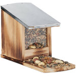 Mangeoire pour �cureuil, mangeoire en bois, toit en m�tal �tanche, � poser, hutte pour �cureuil, flamm� ...