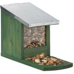 Relaxdays mangeoire pour cureuil, mangeoire en bois, toit en mtal tanche,  poser, hutte pour cureuil, ...