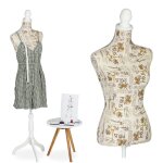 Relaxdays mannequin de couture, femme, hauteur rglable, h x l x p : 167 x 41 x 34 cm, buste dco pour ...