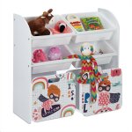 Relaxdays - meuble  jouets avec 6 botes, 80, 5 x 82, 5 x 30 cm, thme de 'petite hrone', 2 caisses ...
