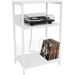 Relaxdays meuble pour platine vinyle, 3 niveaux, s�parateurs, h x l x p : 65 x 40 x 30 cm, fer / mdf, ...