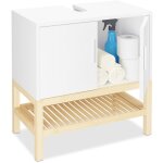 Relaxdays - meuble sous lavabo, 2 compartiments, hlp : 60, 5x60x33 cm, mdf et bambou, salle de bain, ...