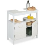 Relaxdays meuble sous lavabo, encoche siphon, poignes corde, placard de salle de bain, hxlxp : 60x60x30 ...