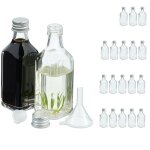 Mini bouteilles en verre, lot de 20, petites fioles  remplir, 50 ml, bouchon  vis, transparent / argent ...