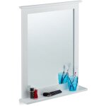 Relaxdays ? miroir mural en bambou blanc avec tablette ? dimensions 68x56x10 cm ? surface de r�flexion ...