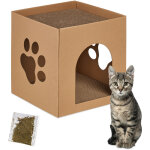 Niche en carton pour votre chat, avec griffoirs, � construire, herbe aux chats incluse, 30x30x30, 5 cm, ...