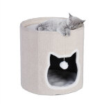 Niche pour votre chat, coussin moelleux, abri pliable, cachette pratique, h x d : 40 x 39 cm, beige - ...