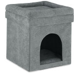 Niche chat, maison pour chat et petit chien intrieur, pouf pliable, hxlxp: 42 x 38 x 38 cm, gris - relaxdays ...