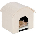Niche pour chat, pliable et moelleux, lieu de refuge, surface à griffer, h x l x p : 44 x 48 x 41 cm, ... Niche pour chat, pliable et moelleux, lieu de refuge, surface à griffer, h x l x p : 44 x 48 x 41 cm, ...