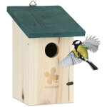 Relaxdays nichoir d?ext�rieur pour oiseaux, diam�tre du trou d?envol : 35 mm, m�sanges / moineaux, accrocher, ...