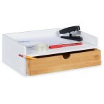 Relaxdays organisateur bureau, 1 tiroir, documents format a4, bambou, hxlxp: 11x32x22 cm, fournitures, ...