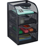 Organiseur de bureau 3 tiroirs mtal fournitures stylos ustensiles hxlxp: 21x12, 5x13 cm, noir - relaxdays ...