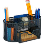 Relaxdays organiseur bureau, rangement stylo, 9 casiers, tiroir, design maille, m�tal, hxlxp : 10, 5x22x11 ...
