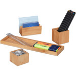 Organiseur de bureau, rangement table par lot de 4, pot à crayon, porte - courrier, porte - cartes, bambou, ... Organiseur de bureau, rangement table par lot de 4, pot à crayon, porte - courrier, porte - cartes, bambou, ...