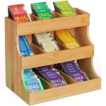 Relaxdays organiseur � th�, 9 compartiments, en bambou, vertical, h x l x p : 24 x 27 x 17, 5 cm, nature ...