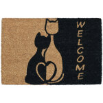 Relaxdays paillasson coco, 60x40 cm, avec chats et inscription welcome, caoutchout�, int�rieur, ext�rieur, ...