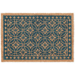 Relaxdays paillasson coco, design floral, tapis de porte extrieur & intrieur, caoutchout, 60x40 cm, ...
