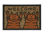 Relaxdays paillasson coco, tapis d?entr�e, chat welcome, 60x40 cm, caoutchouc, int�rieur, ext�rieur, ...