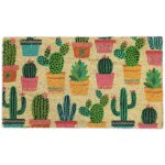 Paillasson coco, tapis d'entr�e motif cactus, antid�rapant, int�rieur & ext�rieur, 75x42 cm, multicolore ...