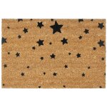 Paillasson fibres de coco tapis de sol 60x40 face anti - drapante pvc etoiles porte entre nature, noir ...