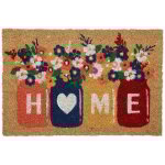 Paillasson, inscription home, fibres de coco, antid�rapant, design floral, hlp : 2 x 60 x 40 cm, multicolore ...