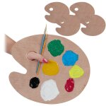 Palette de peinture, lot 5, en bois, m�langer les couleurs, trou pratique, l x p : 26 x 30 cm, nature ...