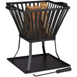 Relaxdays - panier à feu xl avec tisonnier, brasero de jardin et terrasse avec emplacement bûches, 56x56, ... Relaxdays - panier à feu xl avec tisonnier, brasero de jardin et terrasse avec emplacement bûches, 56x56, ...