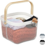 Panier rangement, avec anse, pour v�tement, d�corations, acier et bois, panier � ustensiles, hlp 17, ...