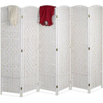 Relaxdays - paravent intrieur, 6 parties, hxl 170 x 240 cm, sparateur pliable, bois & corde papier, ...
