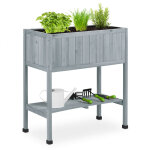 Relaxdays parterre sur�lev�, bois potager sur pilotis. 80, 5 x 74 x 38 cm, jardin, balcon, plastique, ...