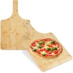 Relaxdays pelle � pizza en bambou, lot de 2, 50x30 cm, carr�e, spatule, bords arrondis, poign�e, planche, ...