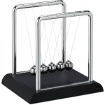 Pendule newton, dcoration bureau de travail, physique, science & art, 5 boules, mtal, balancier, argent ...