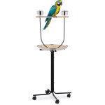 Perchoir perroquet, xl, barre, 2 mangeoires, bac r�cup�rateur, � roulettes, m�tal, accessoire oiseaux, ...