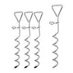 Piquet kit ancrage spirale, forme tire - bouchon, set de 4, tente trampoline acier chien, 42 cm, argent ...