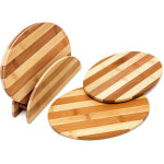 Planches  dcouper, bambou, 0, 5 x 25 x 18 cm, lot de 4 planchettes petit - djeuner, rays avec support, ...