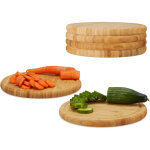 Planche petit - d�jeuner en bambou set de 6, 25 cm planche � d�couper planche de service ronde, nature ...