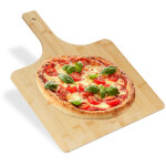 Planche  pizza, bambou, 50x38 cm, carre, spatule, bords arrondis, avec poigne, planche, nature - relaxdays ...