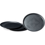 Relaxdays plaque de cuisson ronde, en set 4, grand diam�tre 29 cm, pour pizza et tarte flamb�e, anthracite ...