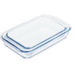 Relaxdays plat  gratin, 2 tailles, verre, four, pour lasagnes, gratin, tiramisu, lavable au lave - vaisselle, ...
